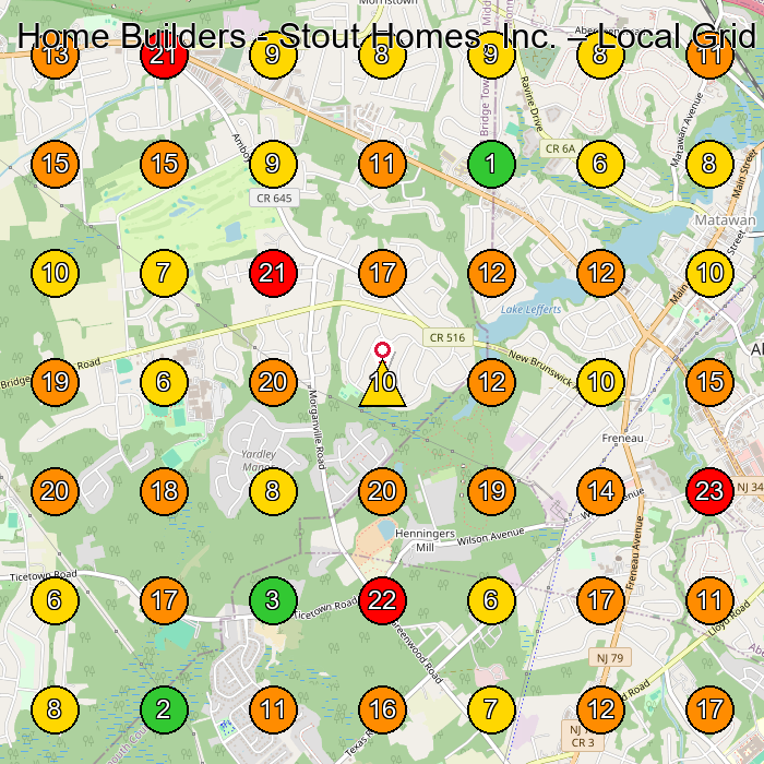 Home Builders - Stout Homes, Inc. Home Builder GeoGrid ranking map for None
